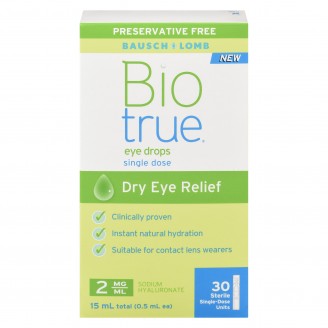 Bausch & Lomb Biotrue Eye Drops, 30 Sterile Single-Dose Vials x 15 ml